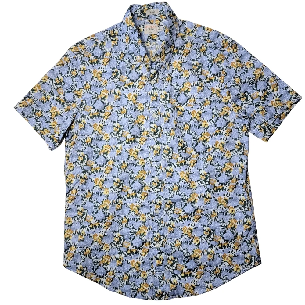 J. Crew Secret Wash Classic Floral Print Short Sleeve Shirt